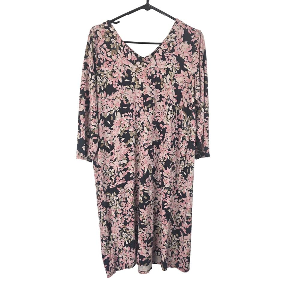 J.Jill Wherever Collection Cottage Core Midi Dress M Womens Floral V Front